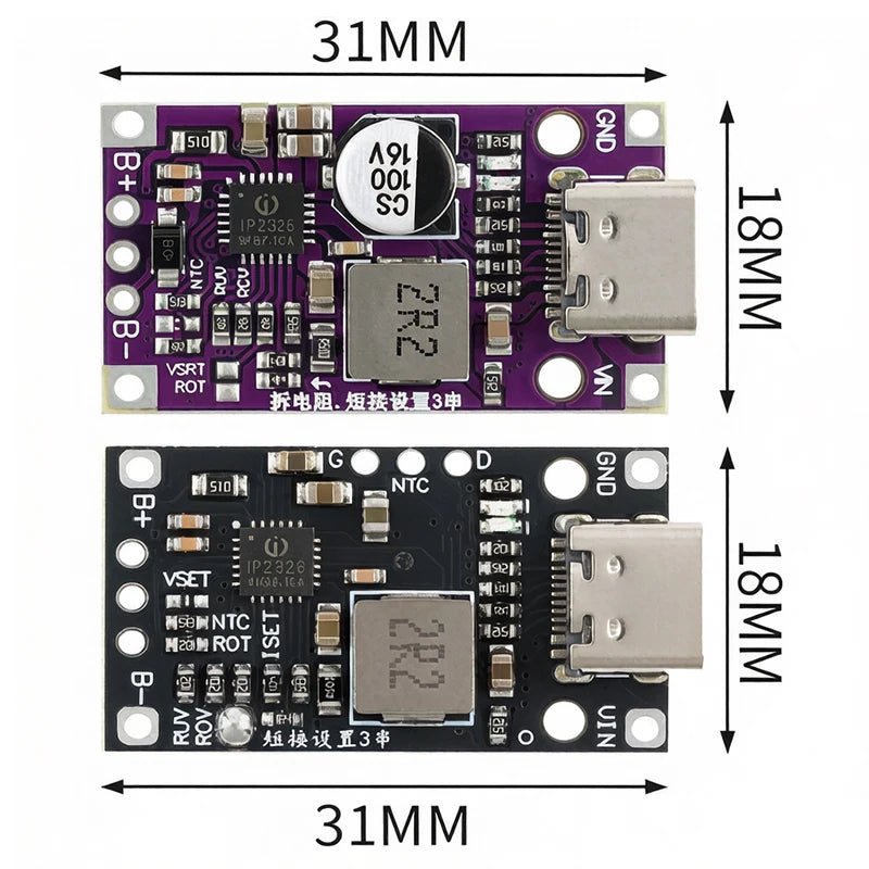 15W Type‑C USB 2‑3S BMS Lithium Battery Boost Charging Module 8.4V 12.6V 1.5A Fast Charge With Balance And Indicator