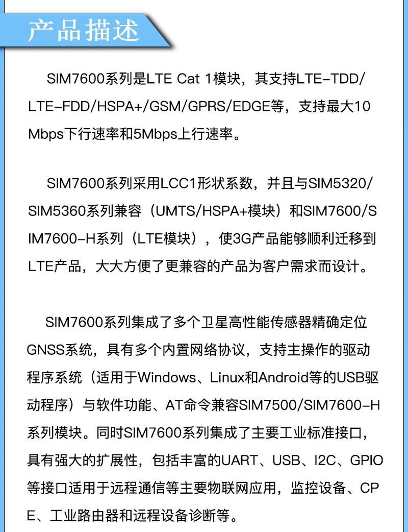 SIM7600E SIM7600E-H LTE Module 4G Module, New Original, SMD