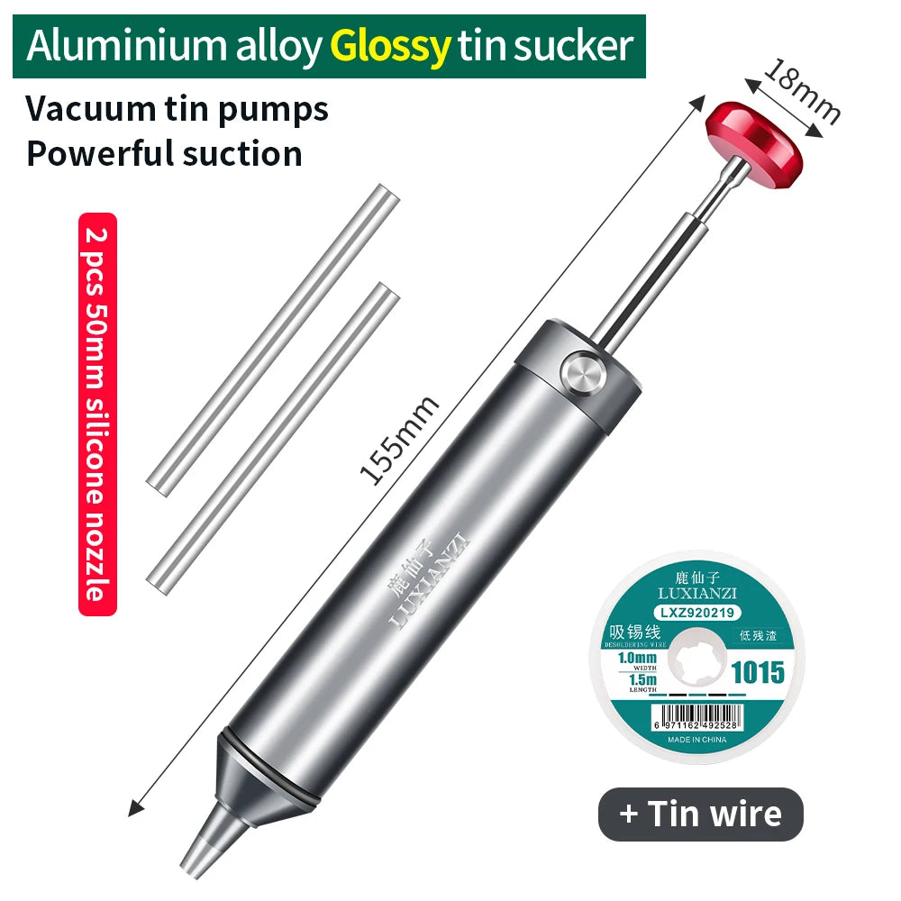 LUXIANZI Powerful Desoldering Pump Aluminum Suction Tin Gun Vacuum Soldering Iron Desolder Solder Sucker Pen Removal Hand Tools