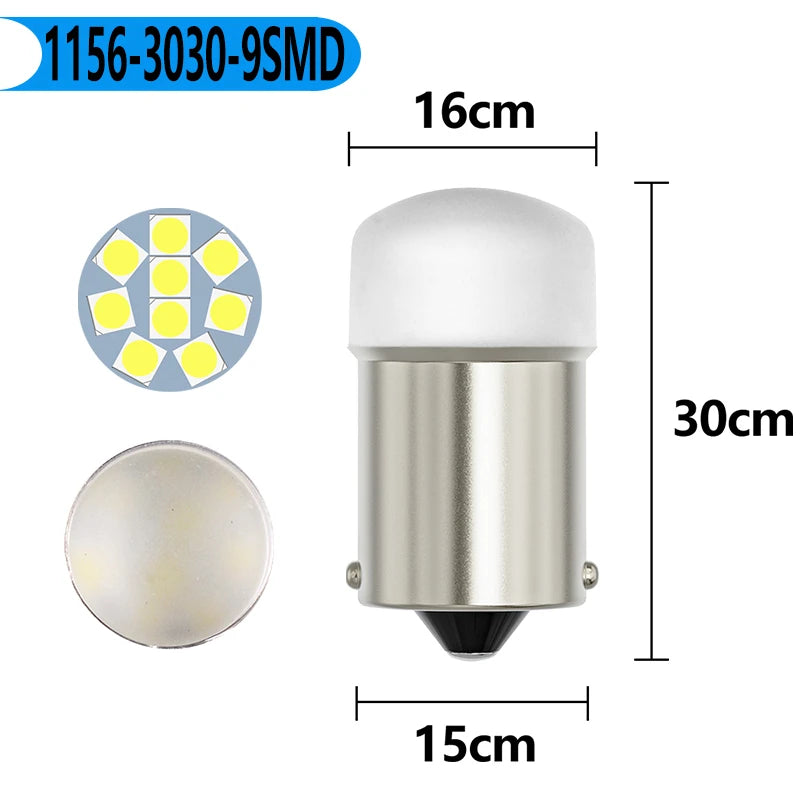 100PCS P21W P21 1156 BA15S 9 Led 3030 SMD Car Signal Lamp R5W R10W Auto DC 12V 24V