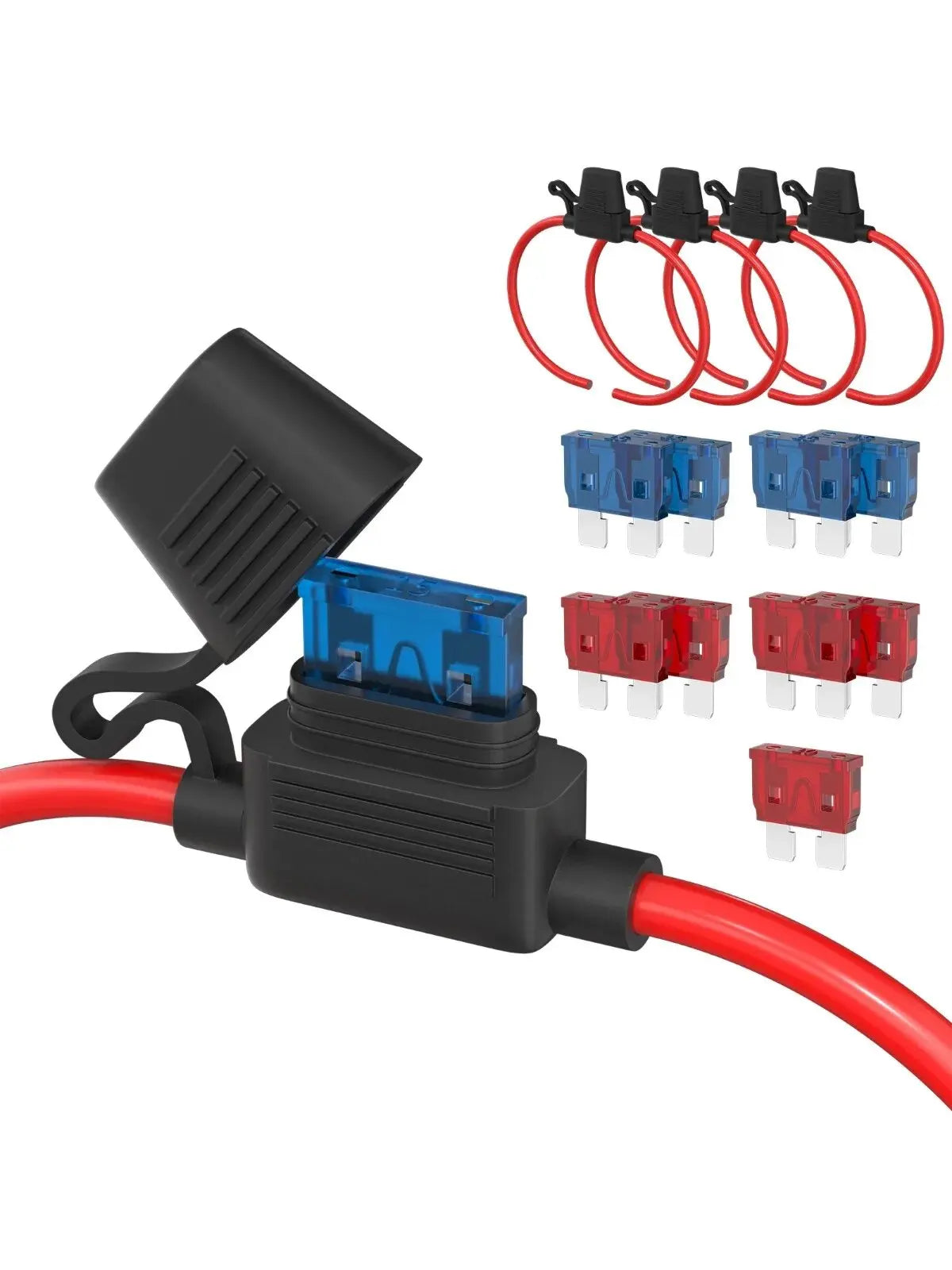 DaierTek 5/15set 18 Gauge Fuse Holder 12V for ATC/ATO Blade Fuse - Inline Fuse Holder with 18 AWG Wires & 10A/15A Fuses for Car