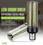30W LED Indoor Corn Bulb E27/E26 Ceiling Lamp Bulbs E14 Spotlight B22 Living Room Bedroom Kitchen Washroom 220V Home Lighting