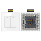 JHJCH - 1 Gang 1/2 Way Stair Switch, Tempered Glass Panel, Rocker Light Switch, On / Off Switch, Toggle Wall Switch