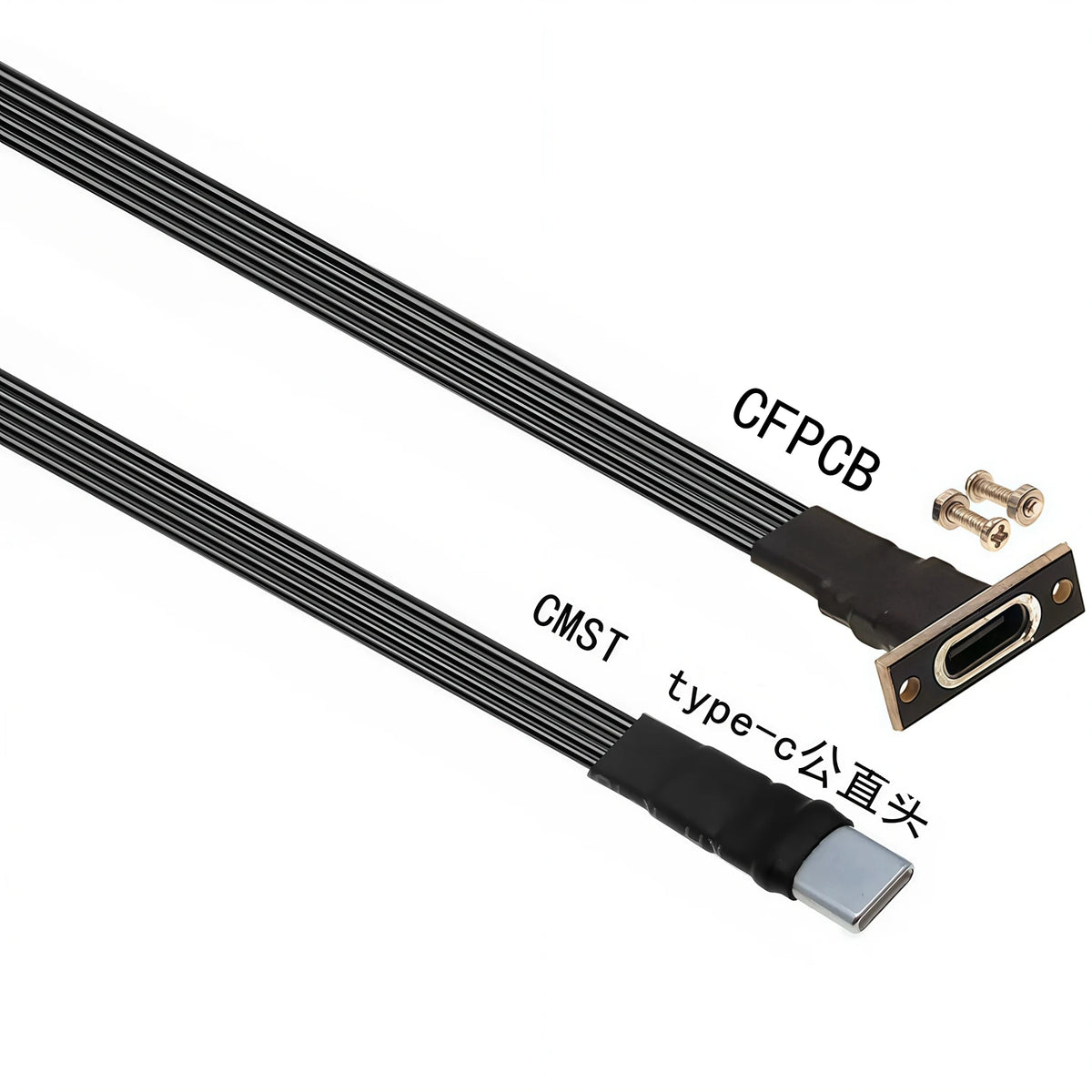 5CM 10CM 30CM USB 2.0 Type-C Flat Cable Extension FPC Cable USB 2.0 USB-C 90° Up/Down Angled Plug 5CM-1M