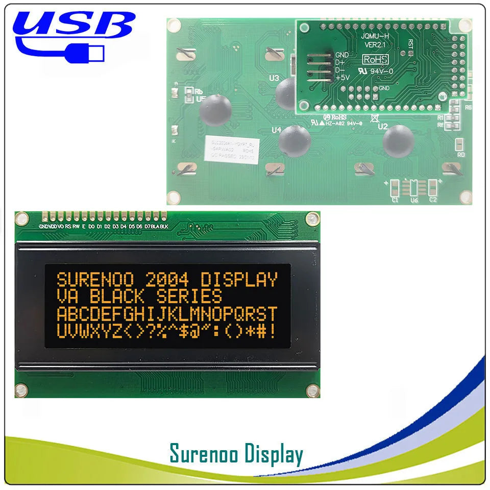 Surenoo LCD2USB USB 204 20X4 2004 Character LCD Module Display Screen Panel sutible LCD Smartie & AIDA64 for DIY PC