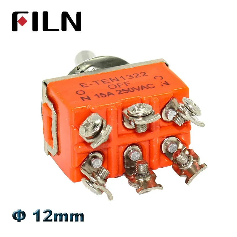 FILN 15A 250V Toggle Switches Miniature Thumb Lever on Off SPST SPDT DPDT Power Rocker Waterproof Cap for Electronics