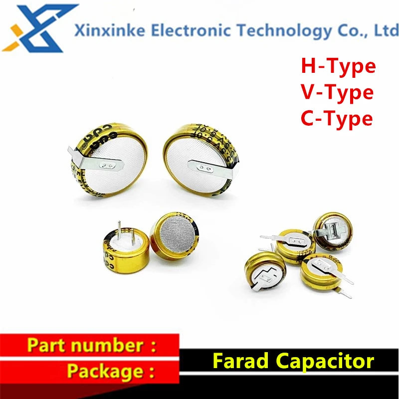 2PCS Super Farad Capacitor 5.5V 0.1F 0.22F 0.33F 0.47F 1.5F 1.0F 4.0F H/V/C-Type Button Capacitance Duple Layer Capacitor