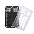12 Way Fuse Box Holder With Blade Fuse Holder Block & Warning Indicator Car Boat Blade Fuse Box 12V 24V