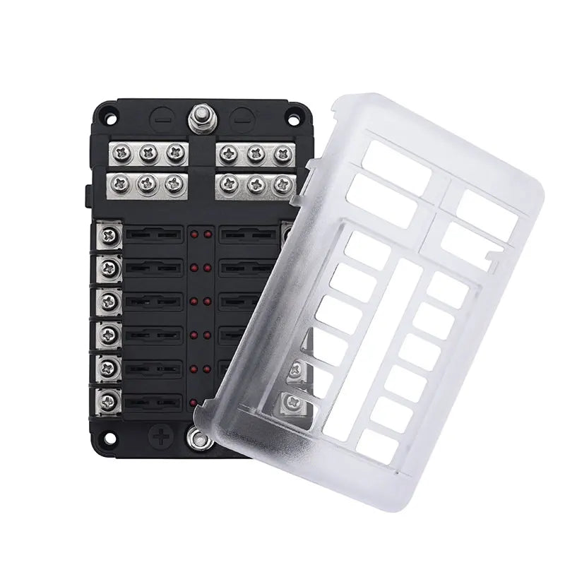 12 Way Fuse Box Holder With Blade Fuse Holder Block & Warning Indicator Car Boat Blade Fuse Box 12V 24V