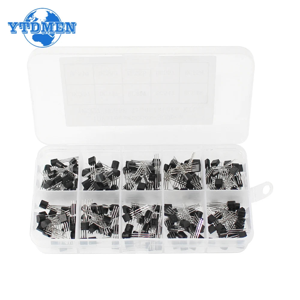 200-840PCS TO-92 Transistor Kit BC547 BC327 BC337 2N2222 3904 3906 C945 PNP/NPN Transistors with Box