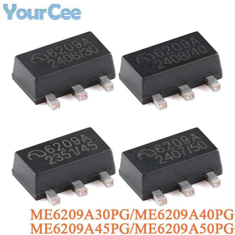 50Pcs ME6209A ME6209A30PG ME6209A40PG ME6209A45PG ME6209A50PG SOT-89-3 3V 4V 4.5V 5V 250mA Low Power LDO Chip Linear Regulator