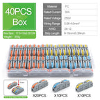 40PCS Lever Wire Connectors 1 in 1 out Quick Connect Electrical Splicing Kit for Compact Inline Terminals - 28-12 AWG