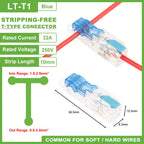 T-Type Stripping Free Wiring Connector With Fixing Hole Quick Branch  Splice Junction box lever Wire connector 32A
