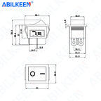 50PCS/Lot ABILKEEN KCD2-201N Rocker Toggle Switch 30A/15A 250VAC ON-OFF Mini Toggle Switch with LED Light 4Pin Terminal