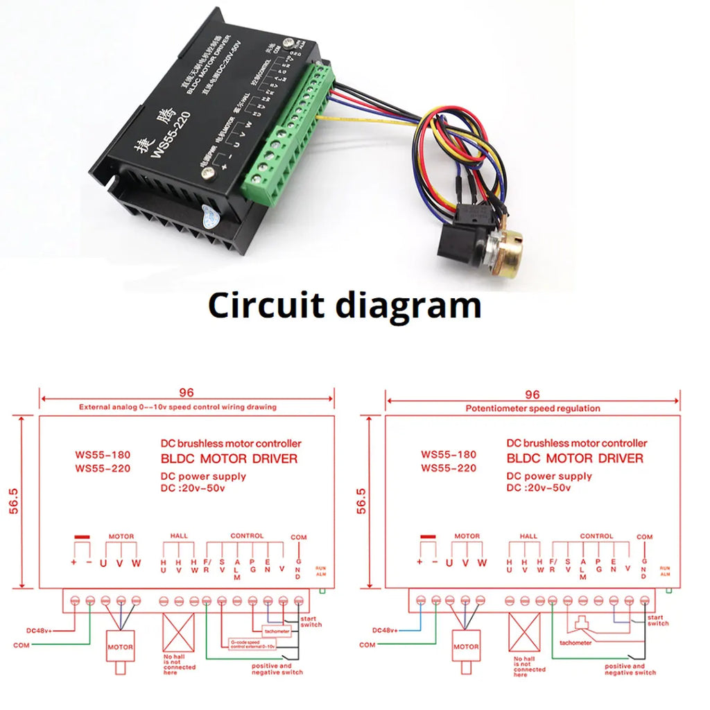 Brushless spindle 48V 500w ER11 Brushless DC Spindle Motor Driver Built in HALL sensor With 55MM Clamp Bracket