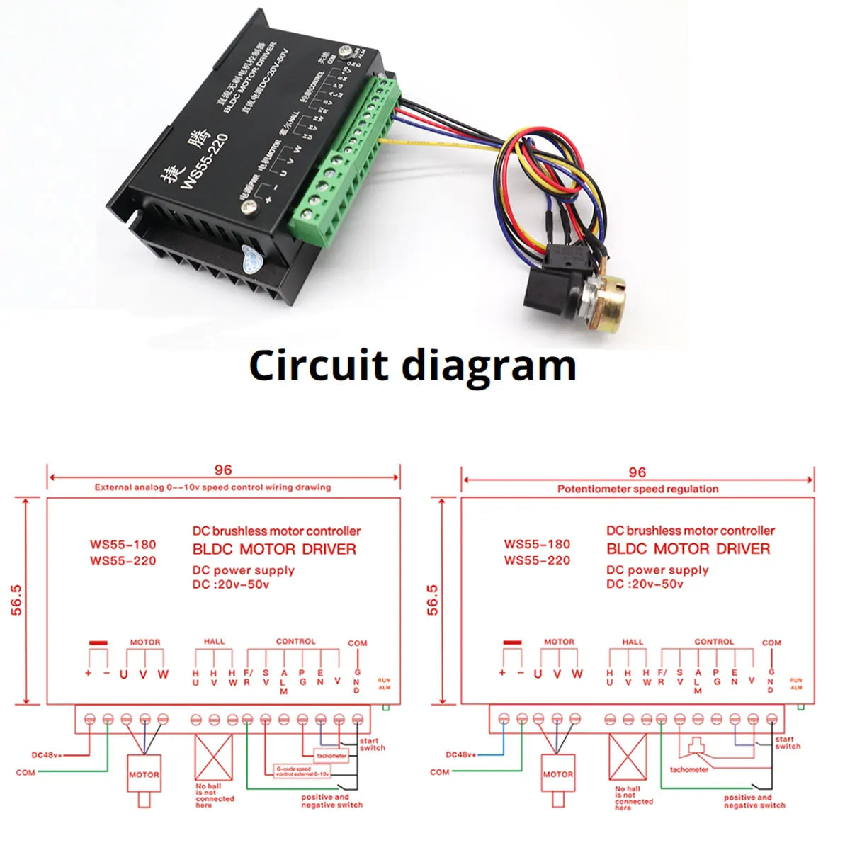 Brushless spindle 48V 500w ER11 Brushless DC Spindle Motor Driver Built in HALL sensor With 55MM Clamp Bracket