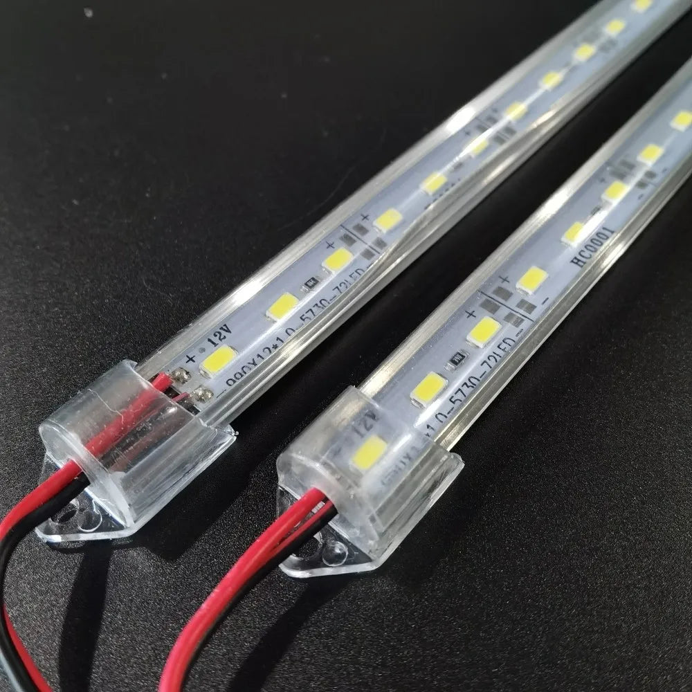 Factory Wholesale DC12V 10cm 20cm 50cm SMD 5730 5630 LED Hard Rigid Strip Bar Light Aluminium Shell +PC Cover LED Bar Light
