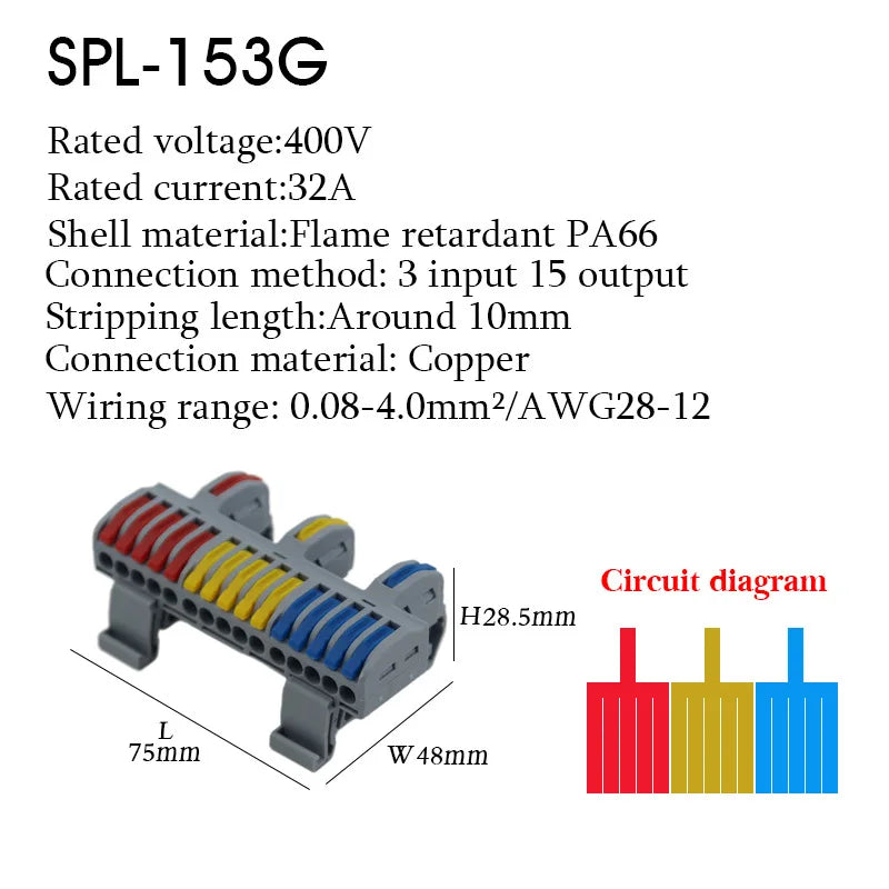 25PCS Electrical Cable Connectors Push-in Quick Terminal Blocks LED Cable Wiring Tool Wire Connectors Rail Installation Model