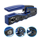 RJ45 Crimp Tool Pass Through Crimper Cutter for Cat6a Cat6 Cat5 8P8C Modular Connector Ethernet All-in-one Wire Tool