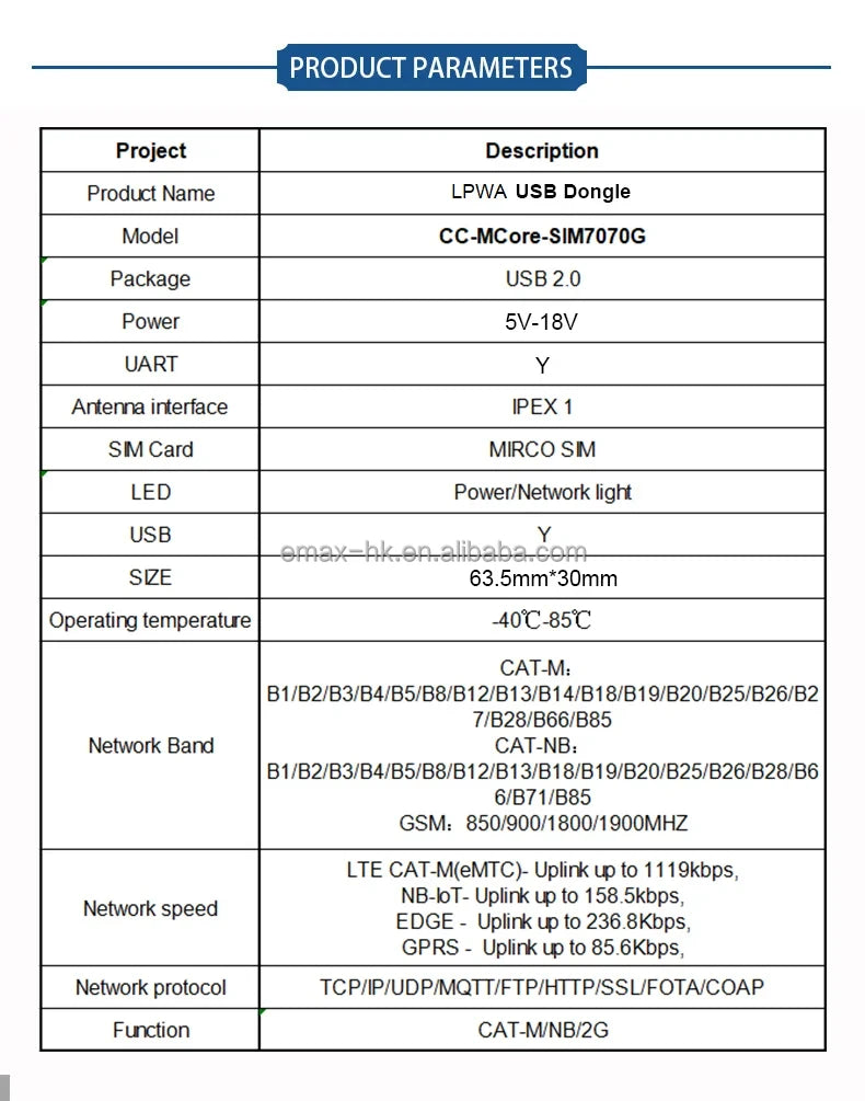 SIMCom LTE USB Dongle SIM7000A SIM7000E SIM7000G SIM7070E SIM7070G 4G NB-IoT Cat M LPWA Breakout Core Board