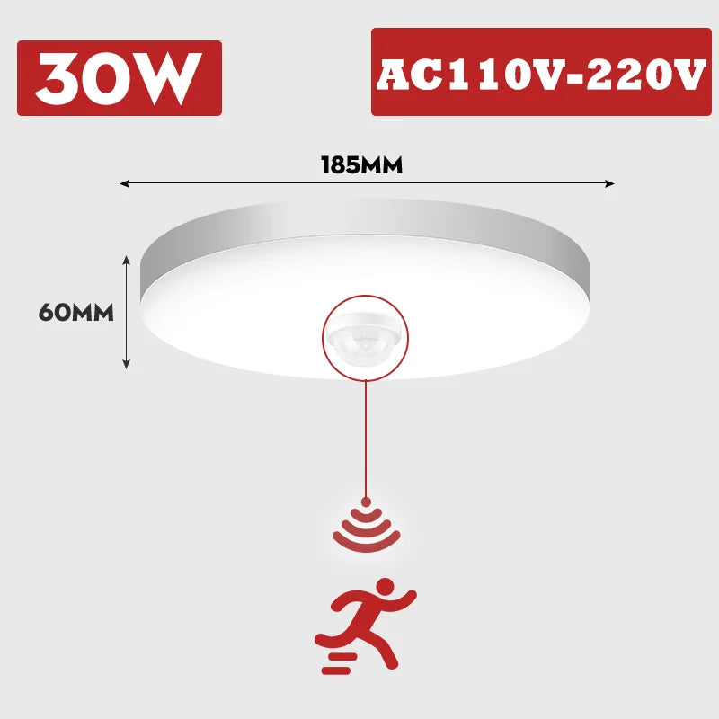 Motion Sensor PIR LED Ceiling Lamp 110V 220V Corridor Bedroom Toilet Light Human Body Induction