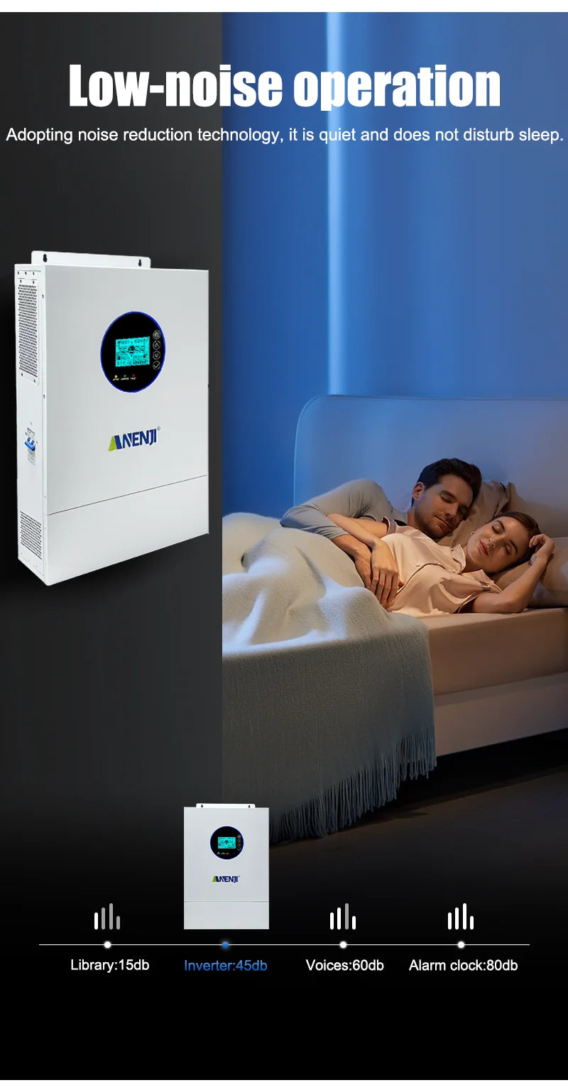 ANENJI Split Phase 12KW 48V Hybrid Solar Inverter Parallel Inverter Pure Sine 120V 220V On Grid MPPT 200A Solar Charger PV 500V