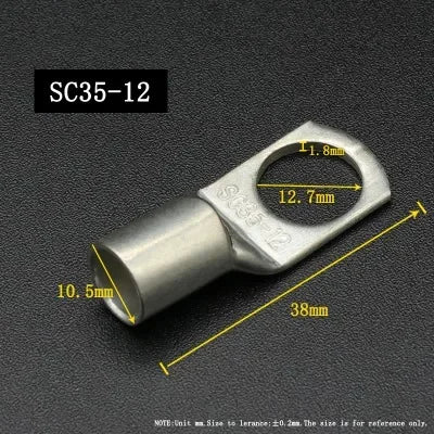 SC Type Wire Nose Terminal SC6 SC10 SC16 SC25 SC35 Bare Copper Battery Block Lugs Hole ID6/8/10/12mm Crimp Wire Connector