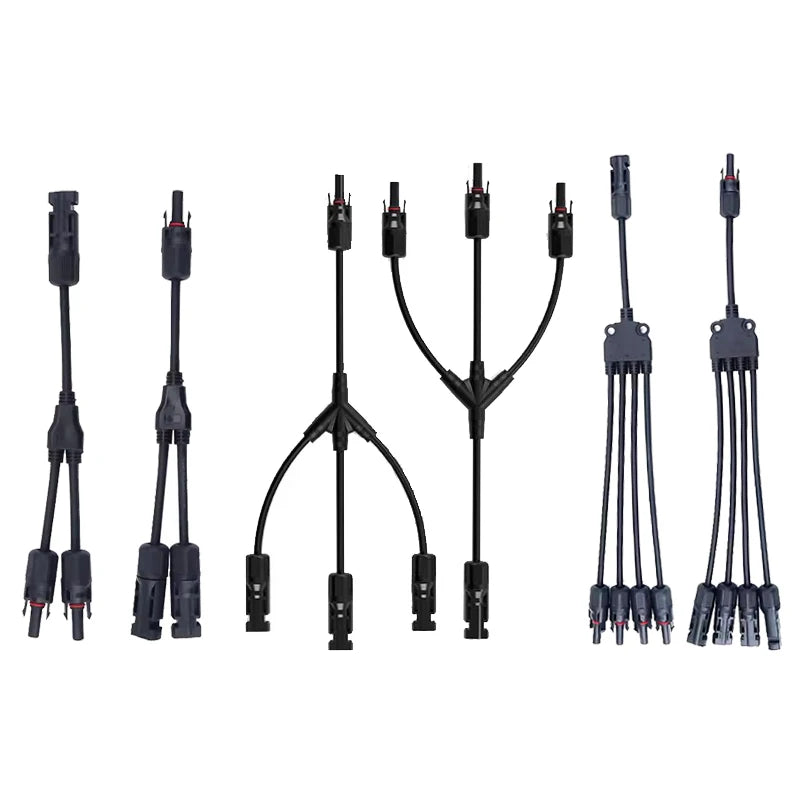 MC4 Solar Connector T Type Y Branch PV Panel Parallel Connection Waterproof IP67 Male Female 2Pcs Solar Cell Plug