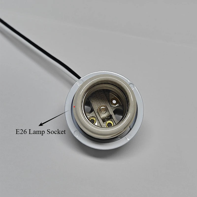 E26 Light Socket with Shade Ring, UL Listed Medium Screw  Porcelain Pre-Wired Lamp Holder for Halogen LED Bulb Lamp Fixture