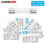 20pcs 6x30 mm Glass Tube Fuses Fast Slow Blow 6*30 6x30mm 0.5A 1A 2A 3A 4A 5A 6A 8A 10A 12A 15A 250V 125V 12V Cutoff Fusee