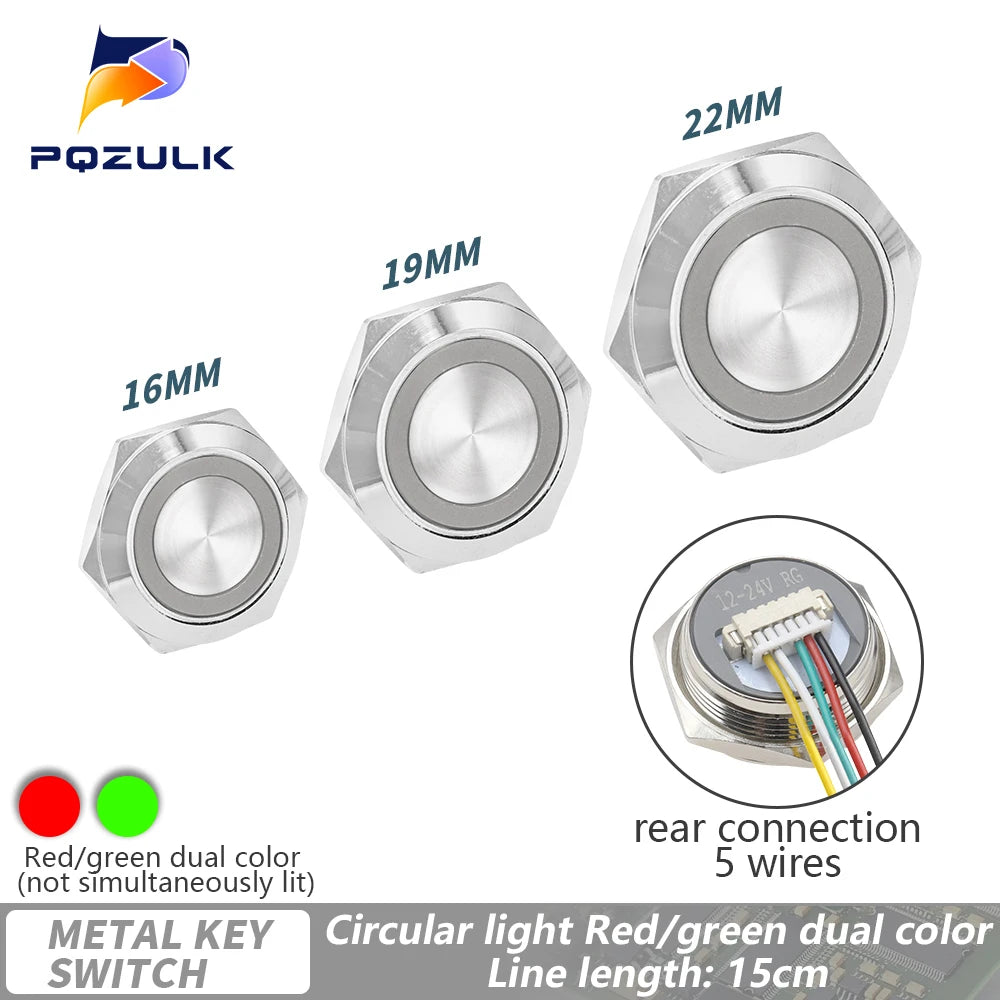 Ultra Short Push Button Switch Waterproof 16/19/22mm 12V 24V led light Momentary Self-reset Wiring Buttons without fixation