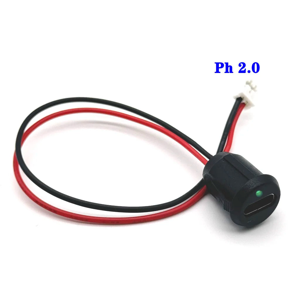 1/10pc USB Type C Input Type Charging Socket With LED Lights Plate 2pin Waterproof USB-C Power Port TYPE-C Female Connector Jack