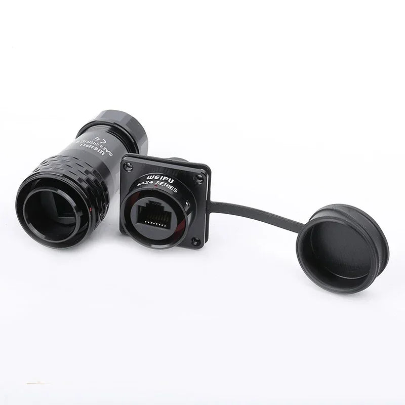 WEIPU SA24 RJ45 8P8C Metal Shell Waterproof Industrial M24 Ethernet Cable Ethernet Network Connector Signal Panel Mount Charge