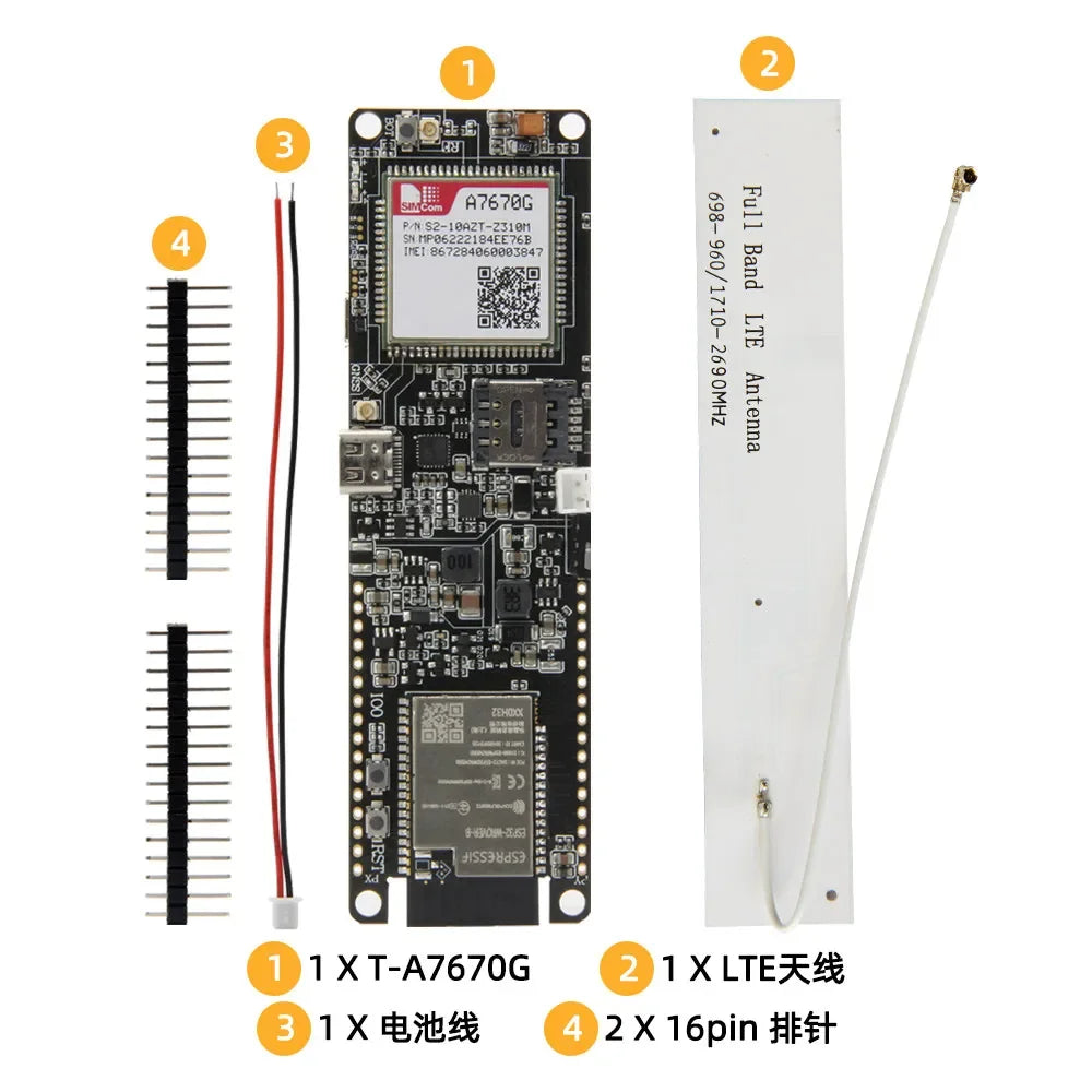 LILYGO T-A7670E R2 4G LTE CAT1 ESP32 Support GSM GPRS EDGE
