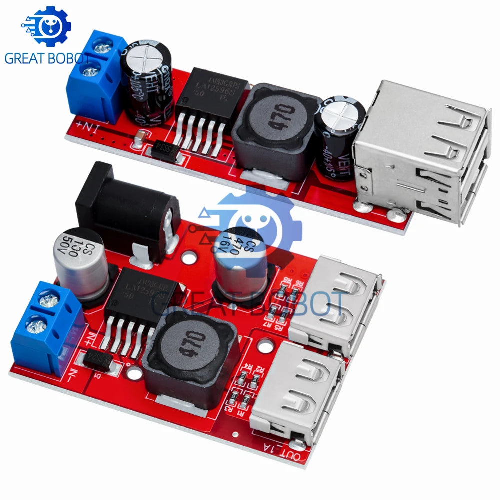 BS LM2596 DC-DC Buck Converter Module - 6V-40V Input to Dual USB 5V/3A Output for Automotive Use