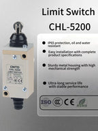 CNTD CHL-5200 Industrial Limit Switch Roller Plunger 6A 250V AC IP65 Heavy Duty Waterproof for Automation Machinery