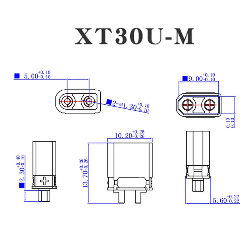 1/5/10PCS XT30U Male Female Bullet Connector Plug the Upgrade XT30 For RC FPV Lipo Battery RC Quadcopter XT30U-M XT30U-F