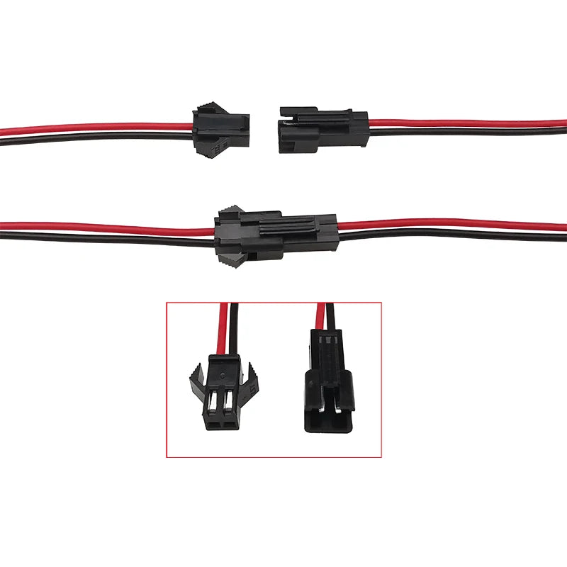 10Pairs JST SM 2 Pin 2.54mm Pitch Male and Female Plugs Wire Connector For LED Strips Lamp, Length 10/15/20CM
