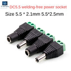 2PCS DC5.5 * 2.1/2.5mm DC Power Socket with No Welding Male and Female Adapter DC005 Adapter Terminal