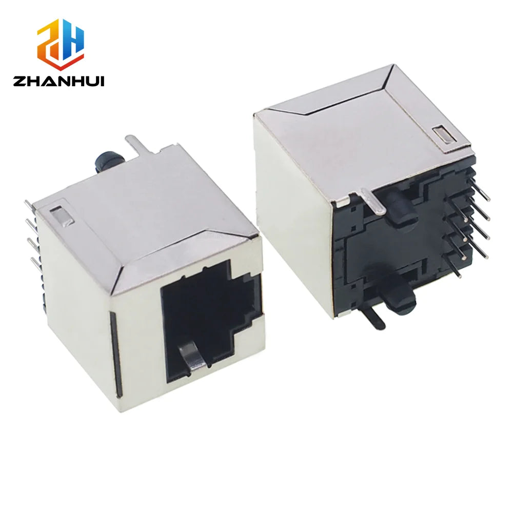 5/10Pcs RJ45 8P8C Female Socket - Metal Shell PCB Mount Ethernet Cable Connector for Network Interface