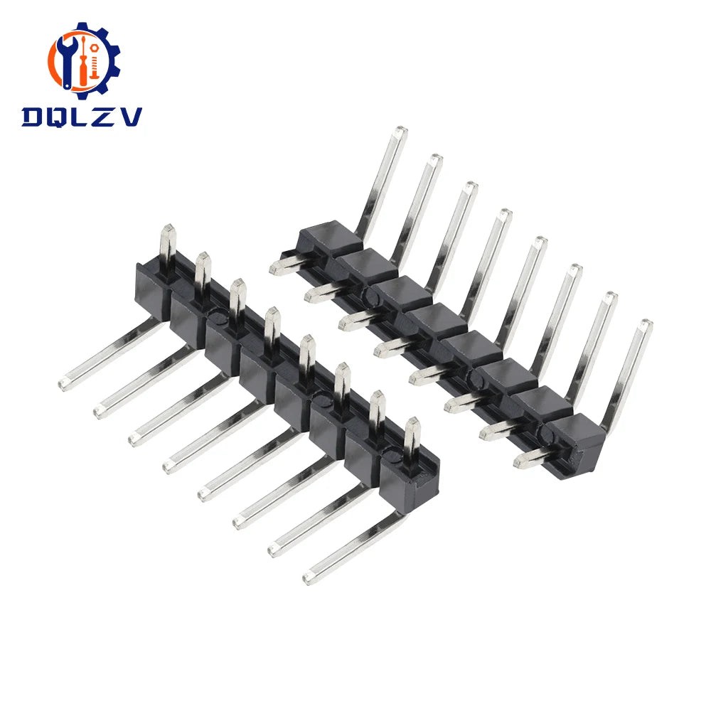 Connector Socket 2.54mm Pitch Strip 1X/2/3/4/5/6/8/10/40 Pin Single Row Right Angle Male Pin Header 3P/4P/6P/8P/20P/40Pin
