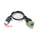 1PC USB 2.0 Female B Micro USB Mini USB Type-C Male to 5 Pin Female Bolt Screw Connector with Shield Terminal Plug Adapter Cable