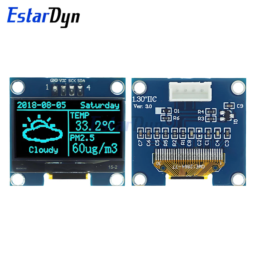 1.3 inch OLED RoHS Module 2.54mm Connecting Terminals SPI/IIC I2C Communicate White/Blue Color 128X64 1.3" OLED