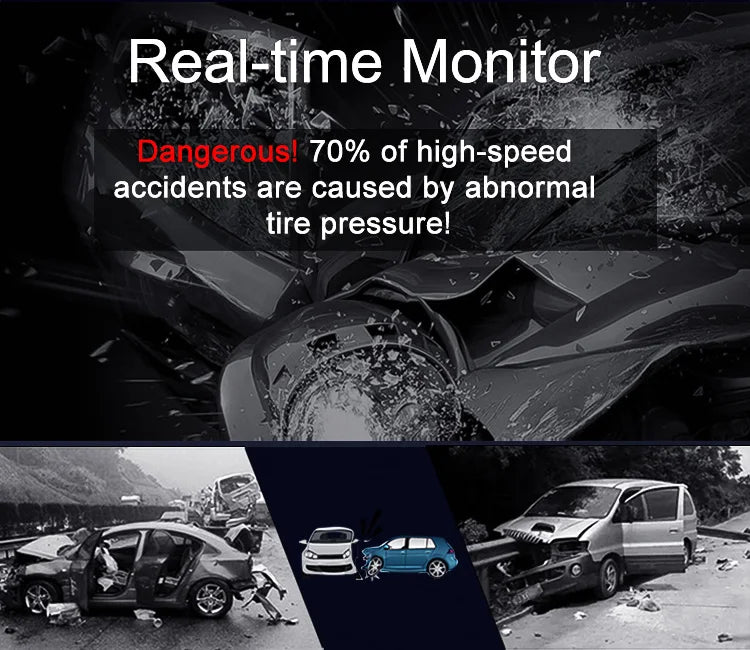 Solar Wireless Tire Pressure Monitoring System TPMS Auto Security Alarm Device Digital Colorful Display With 4 sensors