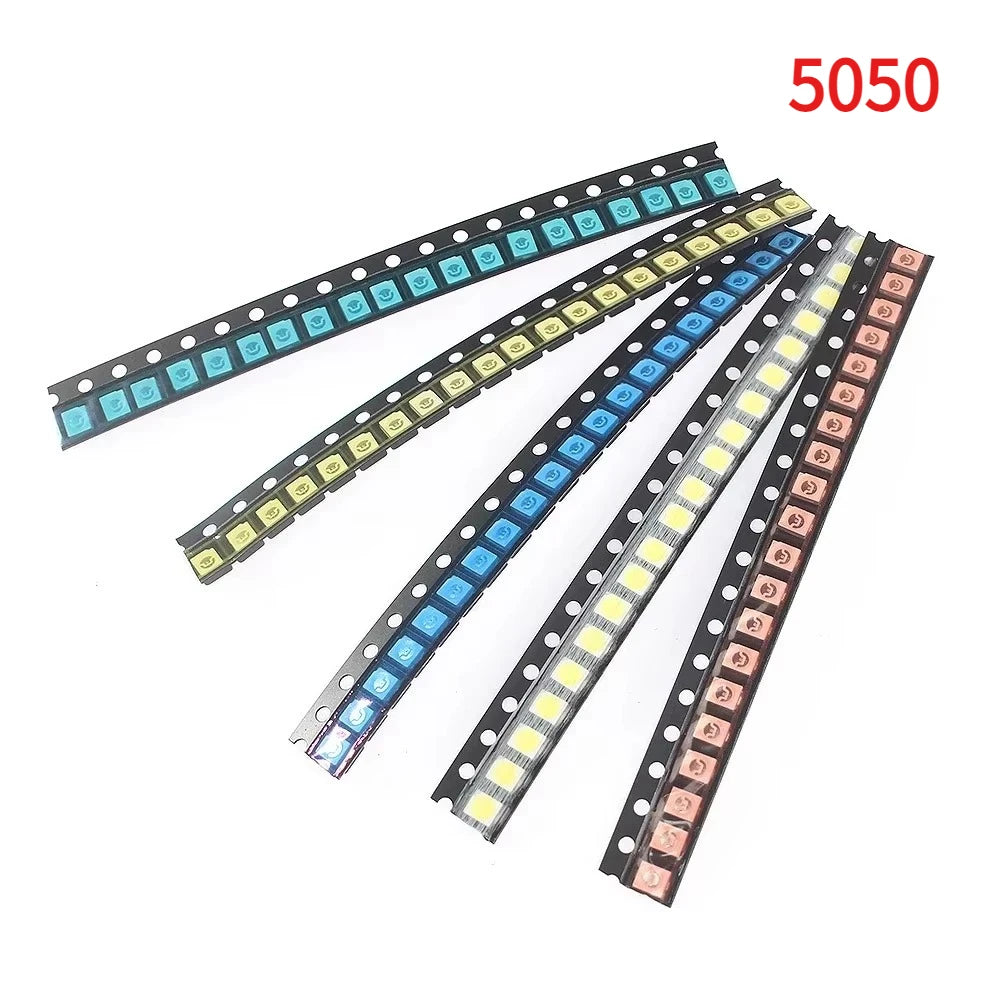 5 Colors SMD LED Light Emitting Diode Assortment Kit - 100pcs 0603/0805/1206/1210/5050/5730 Miniature LED Diodes