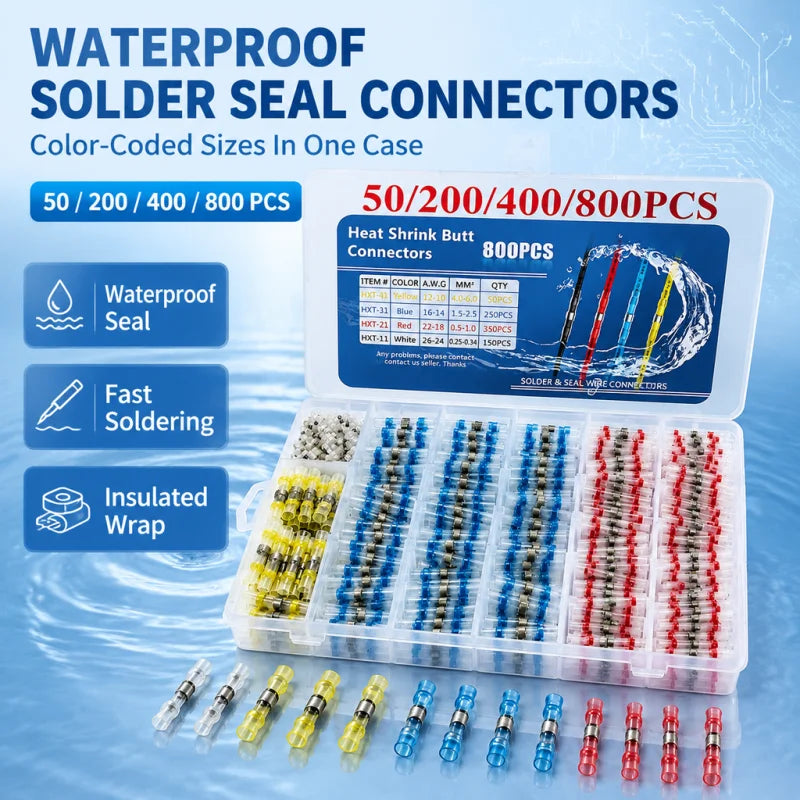 Waterproof Solder Seal Heat Shrink Butt Connectors Lug Terminals Insulated Electrical Wire Homework Equipment Heat Shrink Tube