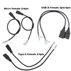 DIY Repair Welding Cable 2 Wire 4 Wires Micro USB 2.0 A Elbow Head Male Jack 4pin/2pin Type-C Male Extension Cable Line
