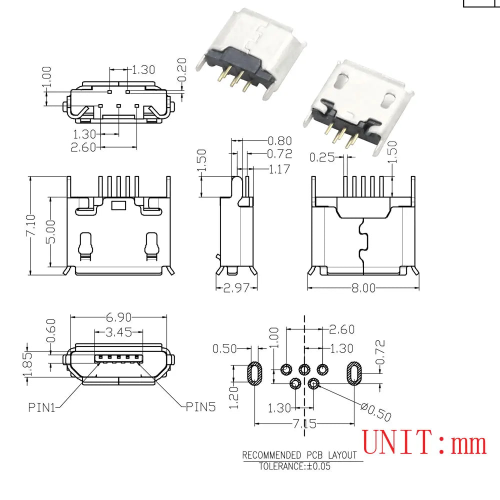 10PCS Micro USB 2P 5P Jack Charging Port Plug Dock Charger DIP SMD For Phone Tabletels Speakers Etc Port Socket Power Connector