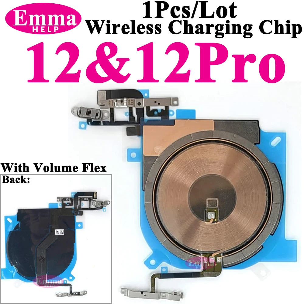 EmmaHelp 1pc For iPhone 13 Pro Max 16 14 15 8 Plus XR Wireless Charging Coil With Volume Flex Flash Charger Panel Sticker
