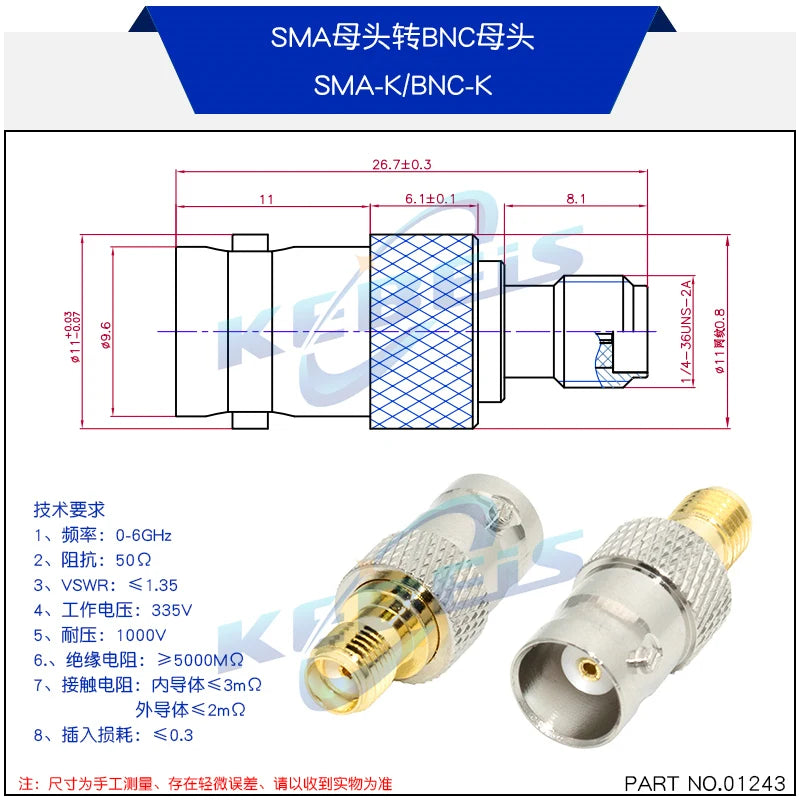 2PCS BNC to SMA Connectors SMA BNC Adapter Male to Female for Antenna/Extension Cable SMA to BNC RF Connector Kits ﻿